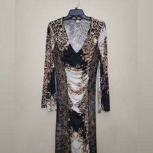 VENUS Dress w/ lace Leopard Print Stretch Bodycon Knee Length